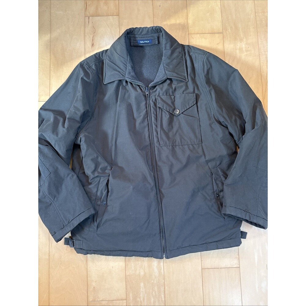 REVERSIBLE JACKET Nautica Men Wool Lined Olive Green Jacket Size XL Suede Collar